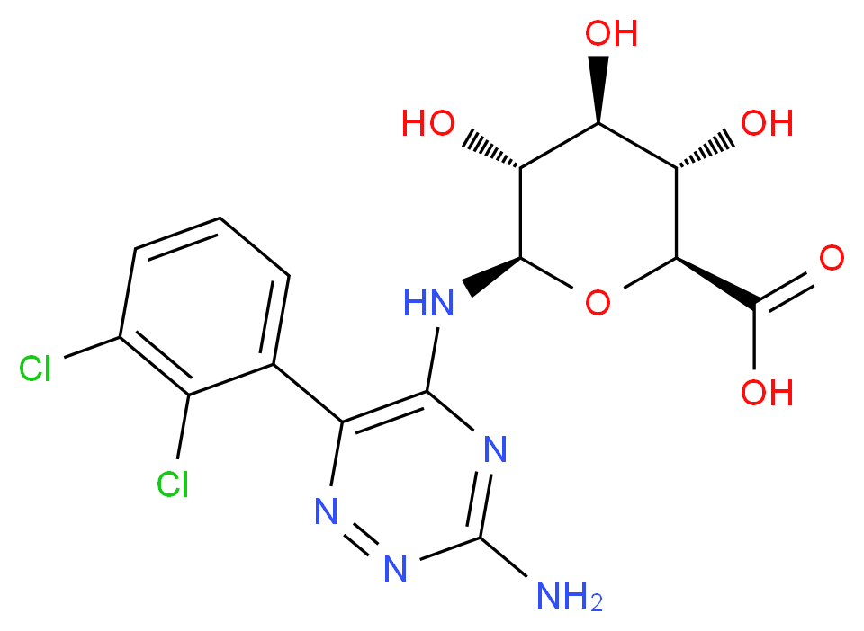 (2S,3S,4S,5R,6R)-6-{[3-amino-6-(2,3-dichlorophenyl)-1,2,4-triazin-5-yl]amino}-3,4,5-trihydroxyoxane-2-carboxylic acid_分子结构_CAS_136565-77-0