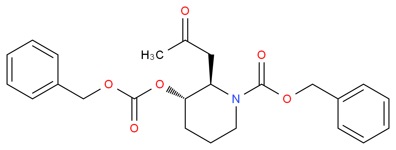 trans-N,O-Bis(benzyloxycarbonyl) 3-Hydroxy-2-(2-oxopropyl)piperidine_分子结构_CAS_1091605-46-7)