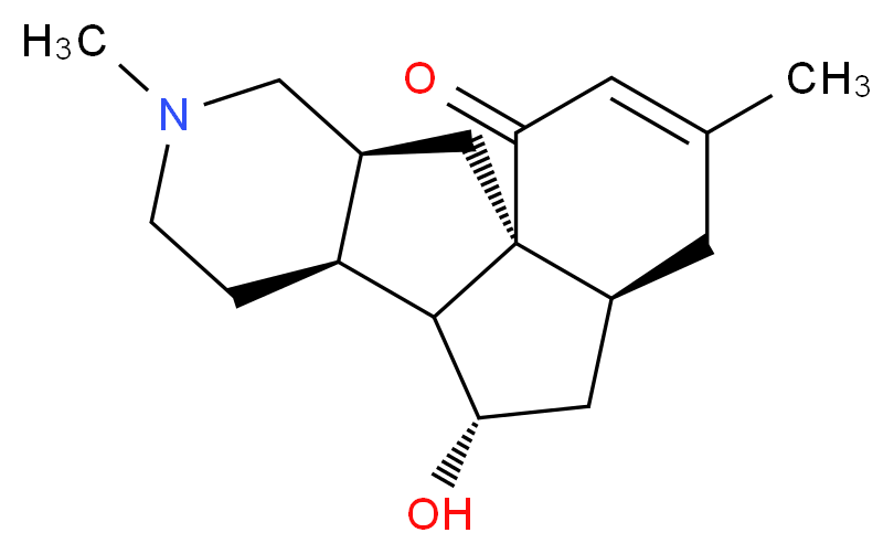 (1S,3S,8S,9R,10S,12S)-10-hydroxy-5,14-dimethyl-5-azatetracyclo[7.7.0.0<sup>1</sup>,<sup>1</sup><sup>2</sup>.0<sup>3</sup>,<sup>8</sup>]hexadec-14-en-16-one_分子结构_CAS_61273-75-4