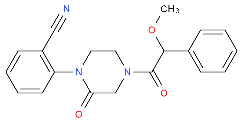2-{4-[methoxy(phenyl)acetyl]-2-oxo-1-piperazinyl}benzonitrile_分子结构_CAS_)