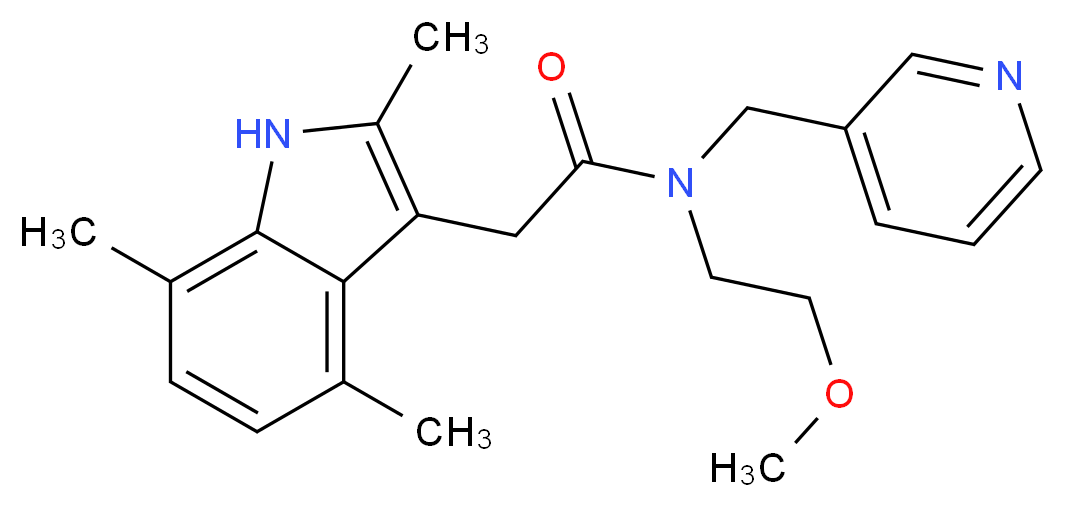 N-(2-methoxyethyl)-N-(pyridin-3-ylmethyl)-2-(2,4,7-trimethyl-1H-indol-3-yl)acetamide_分子结构_CAS_)