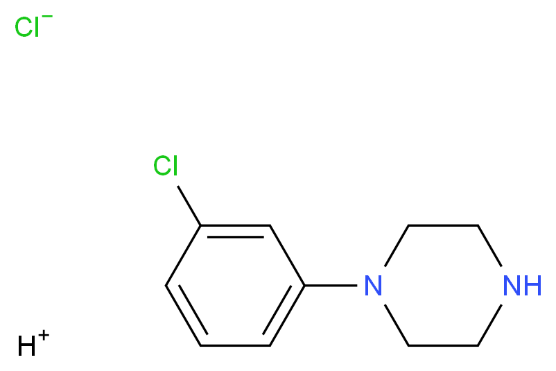 hydrogen 1-(3-chlorophenyl)piperazine chloride_分子结构_CAS_13078-15-4