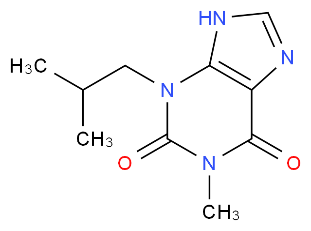 1-methyl-3-(2-methylpropyl)-2,3,6,9-tetrahydro-1H-purine-2,6-dione_分子结构_CAS_28822-58-4