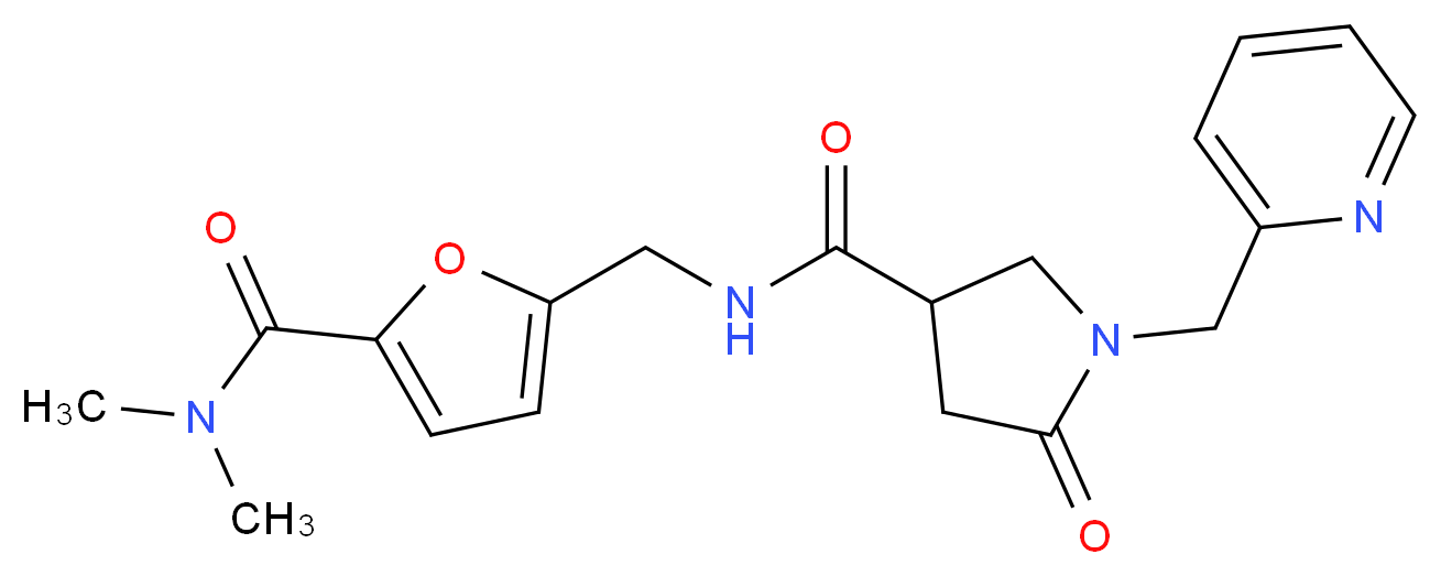 N-({5-[(dimethylamino)carbonyl]-2-furyl}methyl)-5-oxo-1-(2-pyridinylmethyl)-3-pyrrolidinecarboxamide_分子结构_CAS_)