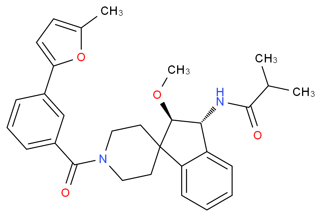 N-{(2R*,3R*)-2-methoxy-1'-[3-(5-methyl-2-furyl)benzoyl]-2,3-dihydrospiro[indene-1,4'-piperidin]-3-yl}-2-methylpropanamide_分子结构_CAS_)