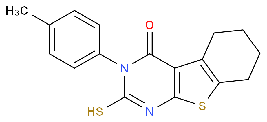 2-Mercapto-3-p-tolyl-5,6,7,8-tetrahydro-3H-benzo[4,5]thieno[2,3-d]pyrimidin-4-one_分子结构_CAS_59898-69-0)