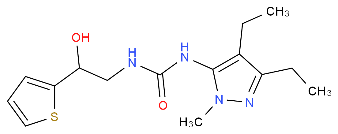 N-(3,4-diethyl-1-methyl-1H-pyrazol-5-yl)-N'-[2-hydroxy-2-(2-thienyl)ethyl]urea_分子结构_CAS_)