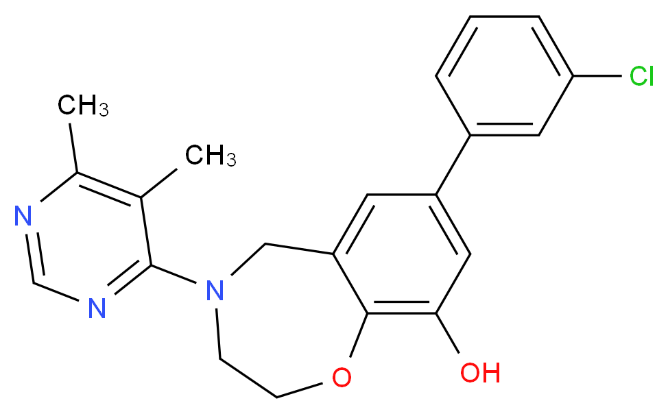 7-(3-chlorophenyl)-4-(5,6-dimethylpyrimidin-4-yl)-2,3,4,5-tetrahydro-1,4-benzoxazepin-9-ol_分子结构_CAS_)