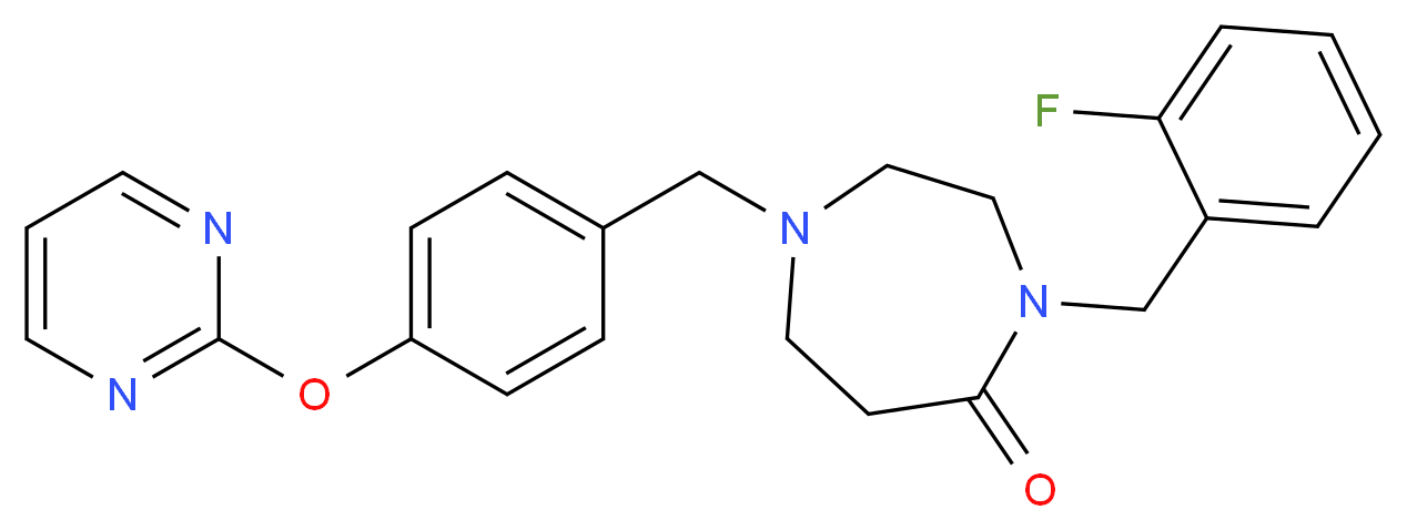 4-(2-fluorobenzyl)-1-[4-(2-pyrimidinyloxy)benzyl]-1,4-diazepan-5-one_分子结构_CAS_)