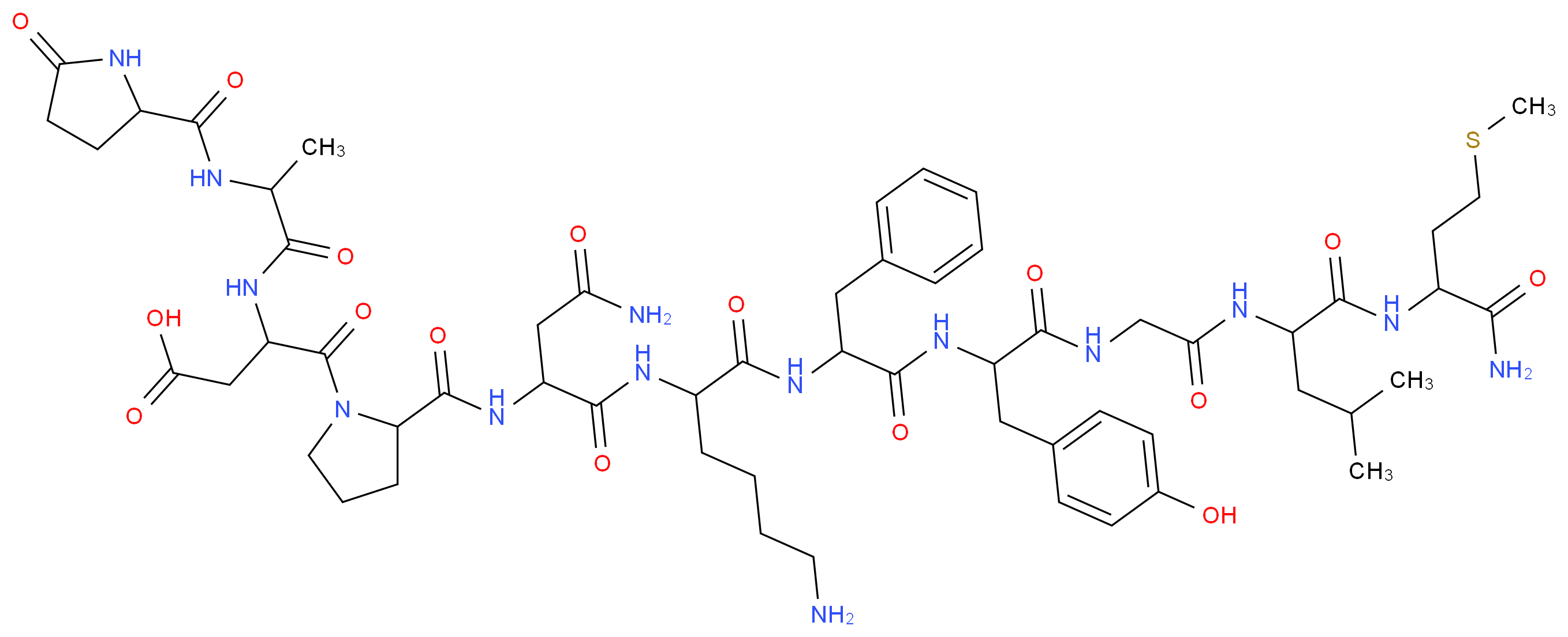 4-(2-{[1-({5-amino-1-[(1-{[1-({[(1-{[1-carbamoyl-3-(methylsulfanyl)propyl]carbamoyl}-3-methylbutyl)carbamoyl]methyl}carbamoyl)-2-(4-hydroxyphenyl)ethyl]carbamoyl}-2-phenylethyl)carbamoyl]pentyl}carbamoyl)-2-carbamoylethyl]carbamoyl}pyrrolidin-1-yl)-4-oxo-3-{2-[(5-oxopyrrolidin-2-yl)formamido]propanamido}butanoic acid_分子结构_CAS_2507-24-6