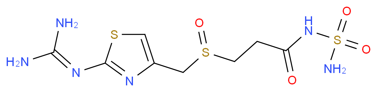 3-[2-(Diaminomethyleneamino)-1,3-thiazol-4-ylmethylsulphinyl]-N-sulphamoylpropanamide (Famotidine Metabolite)_分子结构_CAS_1020719-36-1)