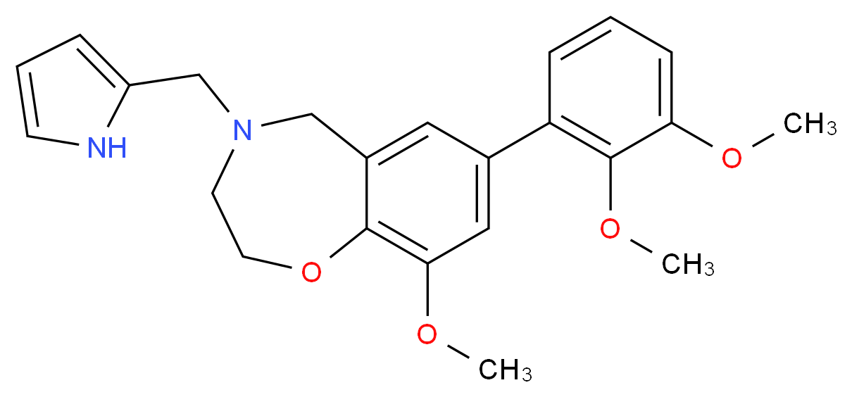 7-(2,3-dimethoxyphenyl)-9-methoxy-4-(1H-pyrrol-2-ylmethyl)-2,3,4,5-tetrahydro-1,4-benzoxazepine_分子结构_CAS_)