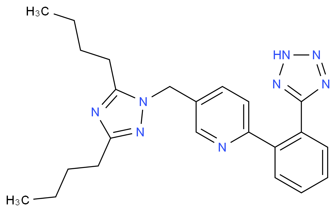 5-[(dibutyl-1H-1,2,4-triazol-1-yl)methyl]-2-[2-(2H-1,2,3,4-tetrazol-5-yl)phenyl]pyridine_分子结构_CAS_145216-43-9