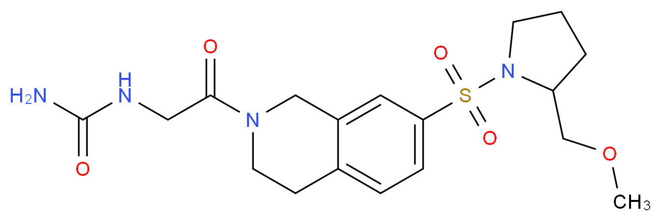 N-{2-[7-{[2-(methoxymethyl)pyrrolidin-1-yl]sulfonyl}-3,4-dihydroisoquinolin-2(1H)-yl]-2-oxoethyl}urea_分子结构_CAS_)