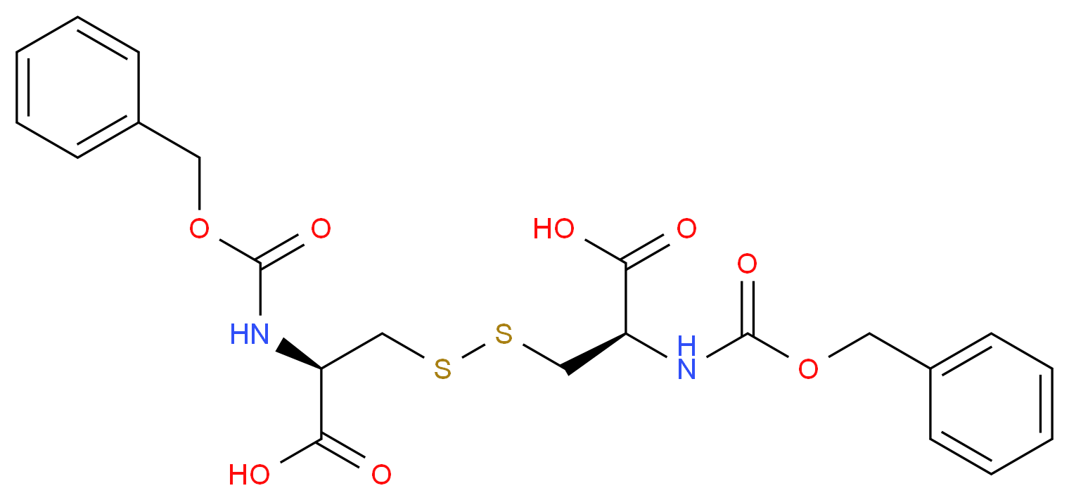 (2R)-2-{[(benzyloxy)carbonyl]amino}-3-{[(2R)-2-{[(benzyloxy)carbonyl]amino}-2-carboxyethyl]disulfanyl}propanoic acid_分子结构_CAS_6968-11-2