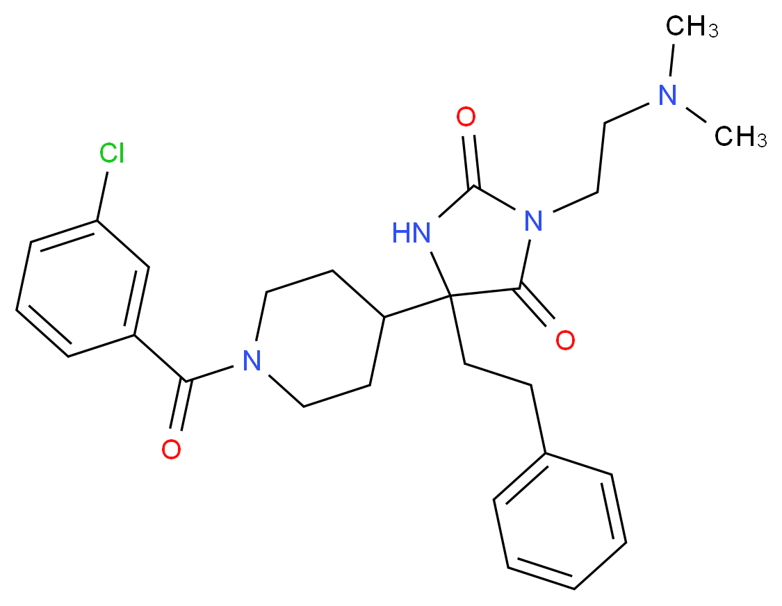 5-[1-(3-chlorobenzoyl)-4-piperidinyl]-3-[2-(dimethylamino)ethyl]-5-(2-phenylethyl)-2,4-imidazolidinedione_分子结构_CAS_)