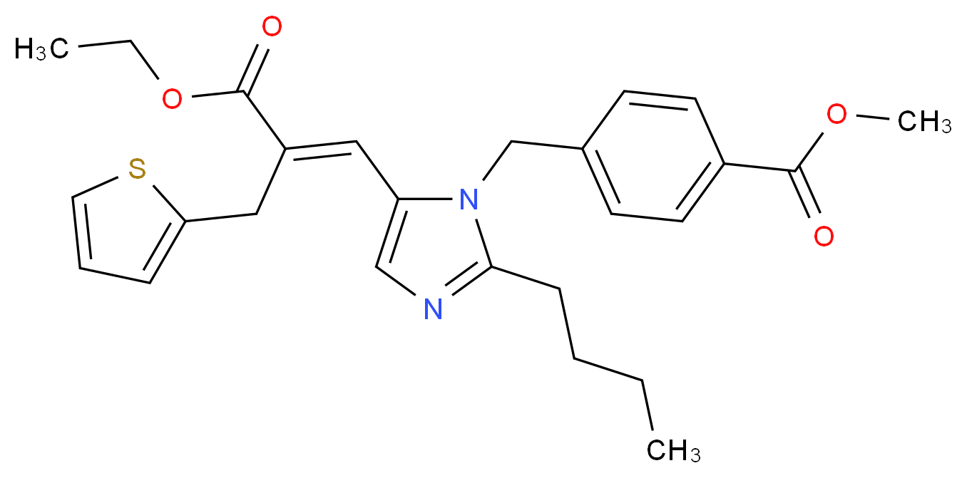 methyl 4-({2-butyl-5-[(1E)-3-ethoxy-3-oxo-2-(thiophen-2-ylmethyl)prop-1-en-1-yl]-1H-imidazol-1-yl}methyl)benzoate_分子结构_CAS_133486-13-2