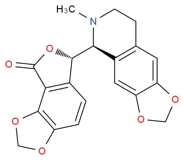 (10S)-10-[(5S)-6-methyl-2H,5H,6H,7H,8H-[1,3]dioxolo[4,5-g]isoquinolin-5-yl]-3,5,11-trioxatricyclo[7.3.0.0<sup>2</sup>,<sup>6</sup>]dodeca-1(9),2(6),7-trien-12-one_分子结构_CAS_550-49-2