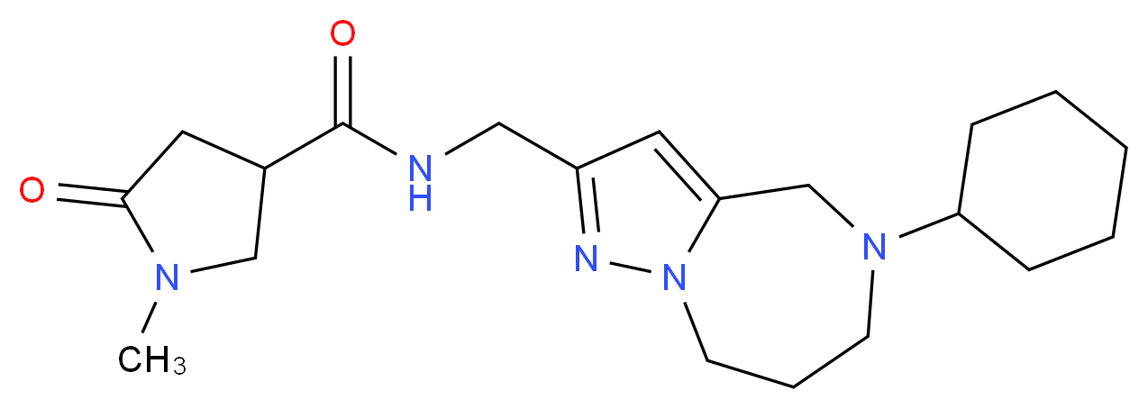 N-[(5-cyclohexyl-5,6,7,8-tetrahydro-4H-pyrazolo[1,5-a][1,4]diazepin-2-yl)methyl]-1-methyl-5-oxopyrrolidine-3-carboxamide_分子结构_CAS_)