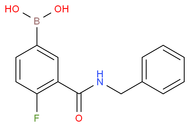 3-苄基氨甲酰基-4-氟苯硼酸_分子结构_CAS_874219-22-4)