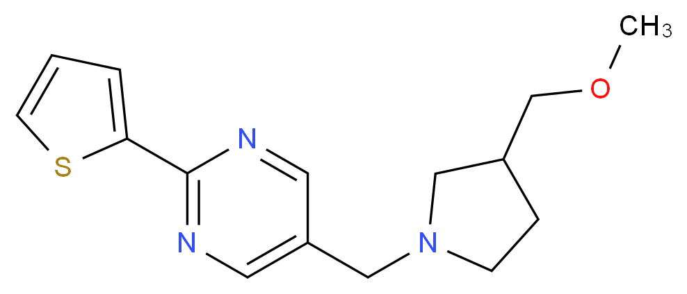 5-{[3-(methoxymethyl)pyrrolidin-1-yl]methyl}-2-(2-thienyl)pyrimidine_分子结构_CAS_)