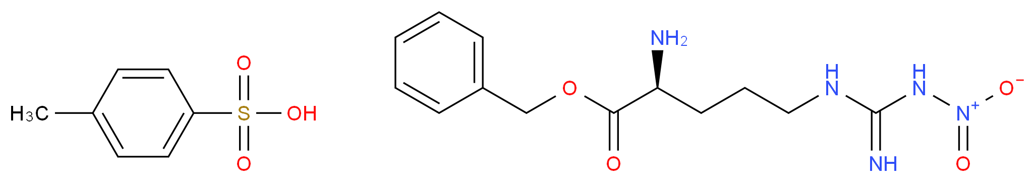 4-methylbenzene-1-sulfonic acid benzyl (2S)-2-amino-5-(1-nitrocarbamimidamido)pentanoate_分子结构_CAS_7672-27-7