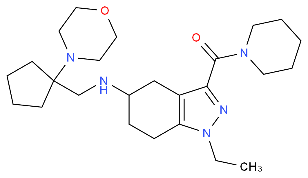 1-ethyl-N-{[1-(4-morpholinyl)cyclopentyl]methyl}-3-(1-piperidinylcarbonyl)-4,5,6,7-tetrahydro-1H-indazol-5-amine_分子结构_CAS_)
