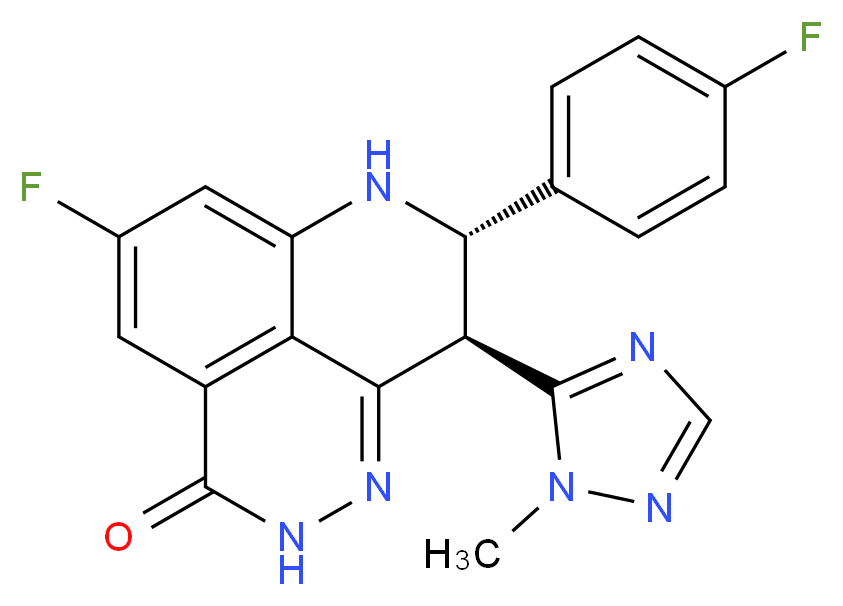 (11S,12R)-7-fluoro-11-(4-fluorophenyl)-12-(1-methyl-1H-1,2,4-triazol-5-yl)-2,3,10-triazatricyclo[7.3.1.0<sup>5</sup>,<sup>1</sup><sup>3</sup>]trideca-1,5,7,9(13)-tetraen-4-one_分子结构_CAS_1207456-01-6