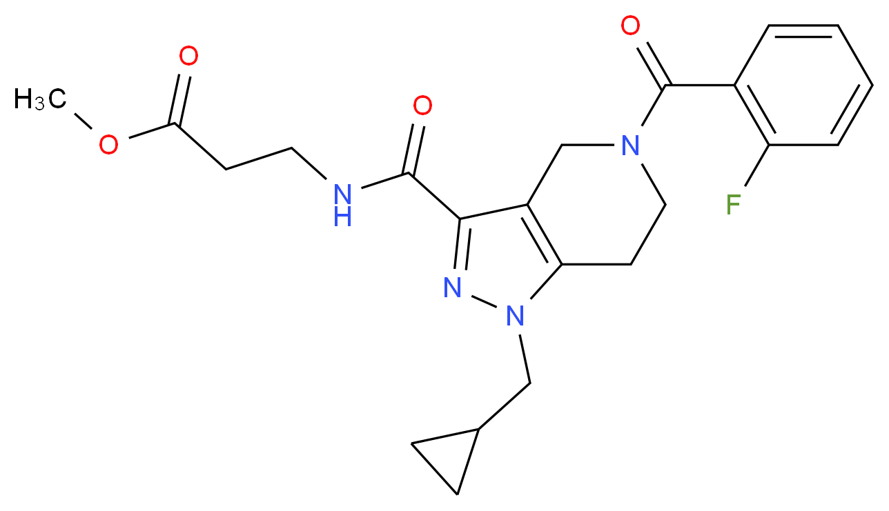 methyl N-{[1-(cyclopropylmethyl)-5-(2-fluorobenzoyl)-4,5,6,7-tetrahydro-1H-pyrazolo[4,3-c]pyridin-3-yl]carbonyl}-beta-alaninate_分子结构_CAS_)