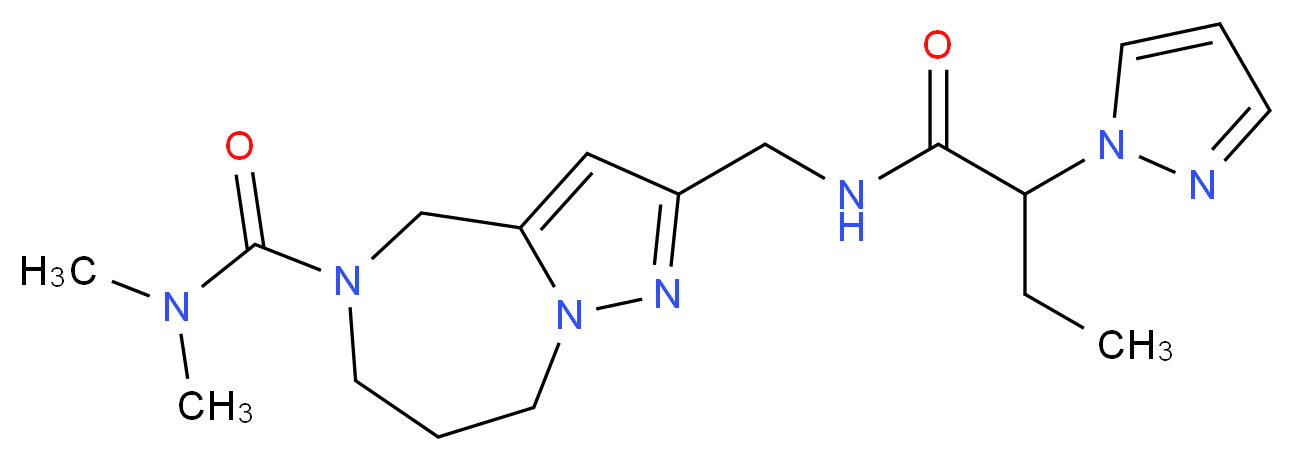 N,N-dimethyl-2-({[2-(1H-pyrazol-1-yl)butanoyl]amino}methyl)-7,8-dihydro-4H-pyrazolo[1,5-a][1,4]diazepine-5(6H)-carboxamide_分子结构_CAS_)