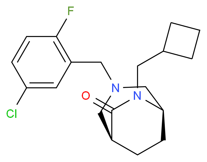 (1S*,5R*)-3-(5-chloro-2-fluorobenzyl)-6-(cyclobutylmethyl)-3,6-diazabicyclo[3.2.2]nonan-7-one_分子结构_CAS_)