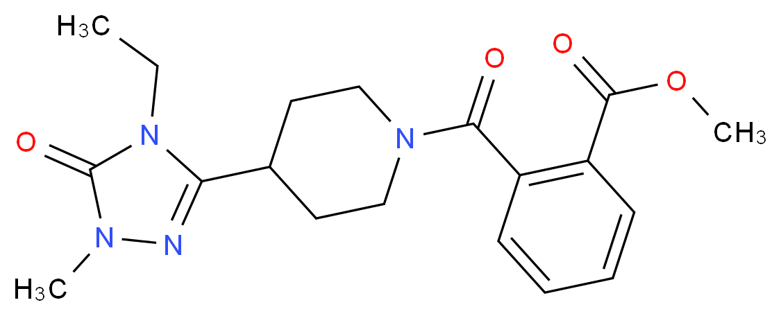methyl 2-{[4-(4-ethyl-1-methyl-5-oxo-4,5-dihydro-1H-1,2,4-triazol-3-yl)piperidin-1-yl]carbonyl}benzoate_分子结构_CAS_)