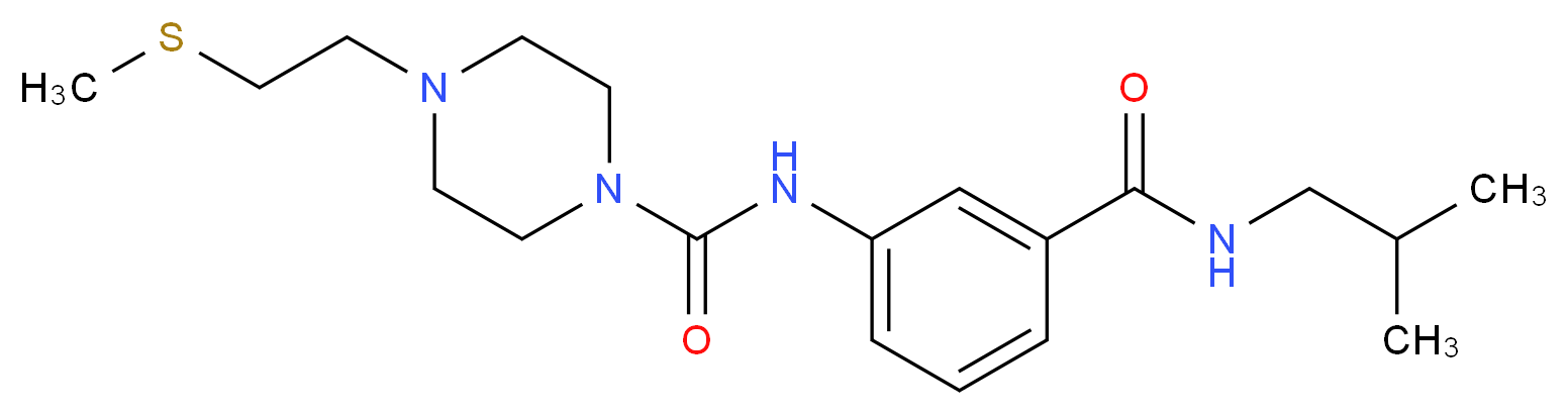 N-{3-[(isobutylamino)carbonyl]phenyl}-4-[2-(methylthio)ethyl]piperazine-1-carboxamide_分子结构_CAS_)