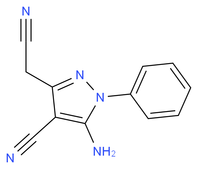 5-amino-3-(cyanomethyl)-1-phenyl-1H-pyrazole-4-carbonitrile_分子结构_CAS_7152-40-1