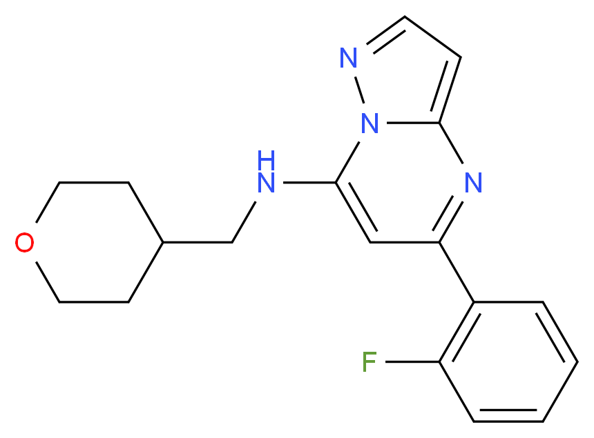 5-(2-fluorophenyl)-N-(tetrahydro-2H-pyran-4-ylmethyl)pyrazolo[1,5-a]pyrimidin-7-amine_分子结构_CAS_)
