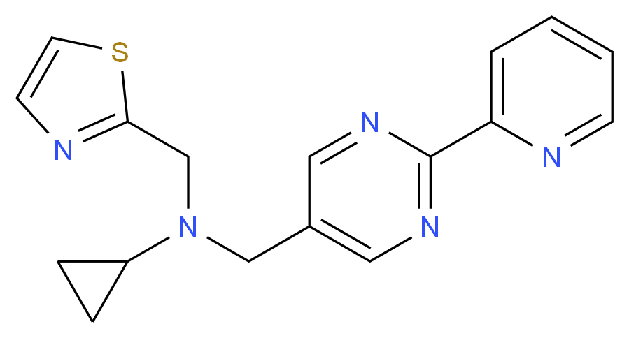 N-[(2-pyridin-2-ylpyrimidin-5-yl)methyl]-N-(1,3-thiazol-2-ylmethyl)cyclopropanamine_分子结构_CAS_)