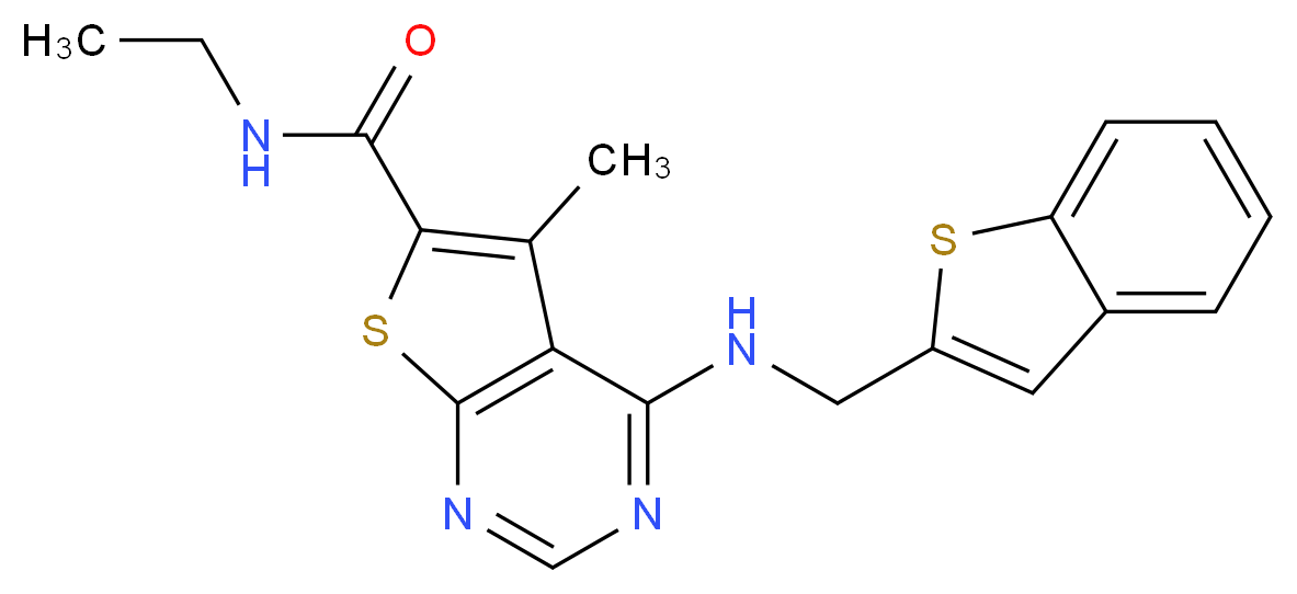 4-[(1-benzothien-2-ylmethyl)amino]-N-ethyl-5-methylthieno[2,3-d]pyrimidine-6-carboxamide_分子结构_CAS_)