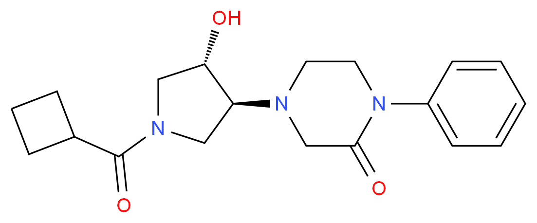4-[(3S*,4S*)-1-(cyclobutylcarbonyl)-4-hydroxy-3-pyrrolidinyl]-1-phenyl-2-piperazinone_分子结构_CAS_)