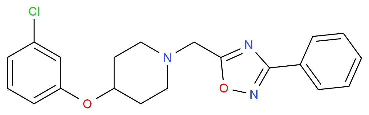 4-(3-chlorophenoxy)-1-[(3-phenyl-1,2,4-oxadiazol-5-yl)methyl]piperidine_分子结构_CAS_)