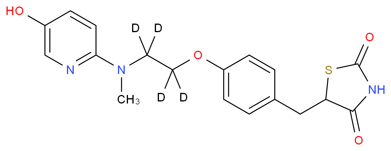 5-[(4-{2-[(5-hydroxypyridin-2-yl)(methyl)amino](<sup>2</sup>H<sub>4</sub>)ethoxy}phenyl)methyl]-1,3-thiazolidine-2,4-dione_分子结构_CAS_1246817-46-8