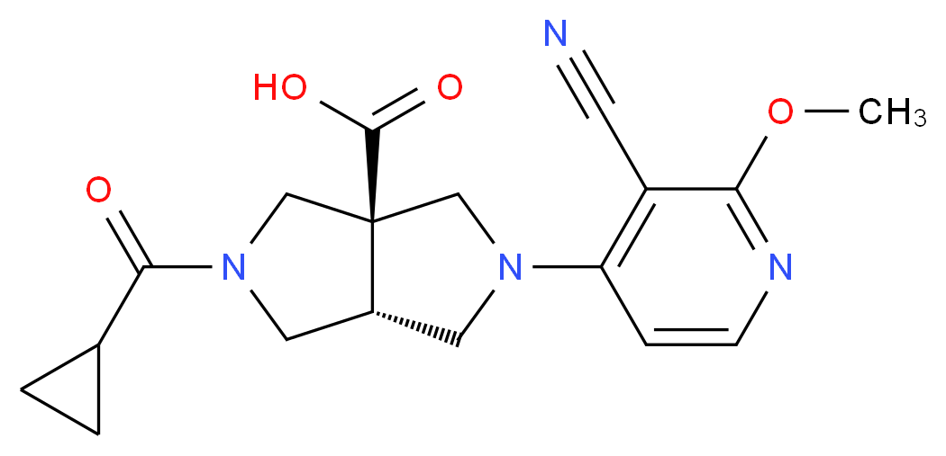 (3aR*,6aR*)-2-(3-cyano-2-methoxypyridin-4-yl)-5-(cyclopropylcarbonyl)hexahydropyrrolo[3,4-c]pyrrole-3a(1H)-carboxylic acid_分子结构_CAS_)