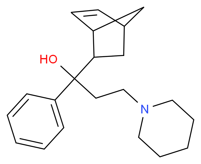 1-{bicyclo[2.2.1]hept-5-en-2-yl}-1-phenyl-3-(piperidin-1-yl)propan-1-ol_分子结构_CAS_514-65-8