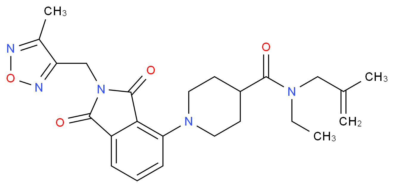 N-ethyl-1-{2-[(4-methyl-1,2,5-oxadiazol-3-yl)methyl]-1,3-dioxo-2,3-dihydro-1H-isoindol-4-yl}-N-(2-methyl-2-propen-1-yl)-4-piperidinecarboxamide_分子结构_CAS_)