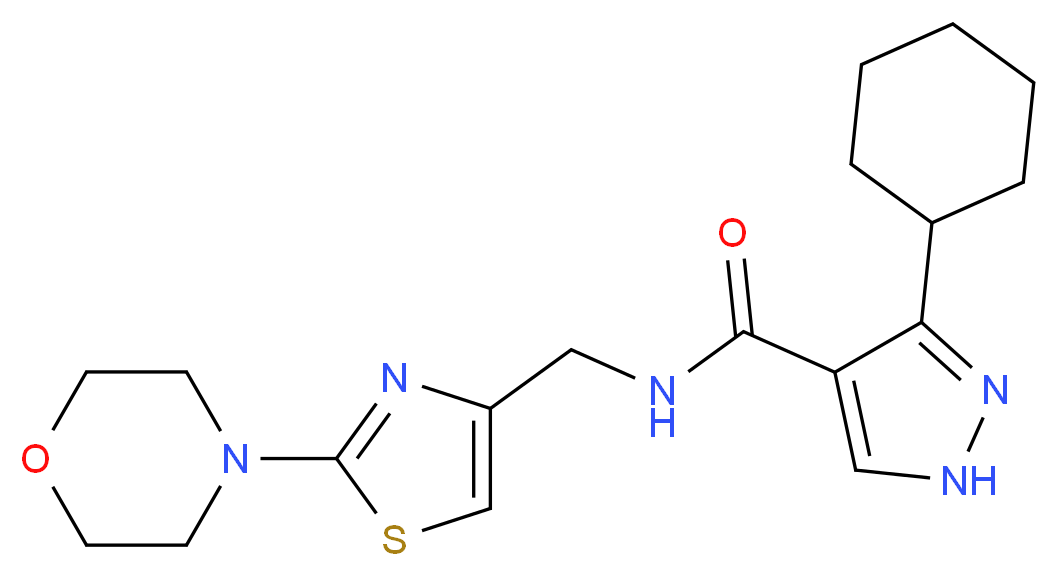 3-cyclohexyl-N-{[2-(4-morpholinyl)-1,3-thiazol-4-yl]methyl}-1H-pyrazole-4-carboxamide_分子结构_CAS_)