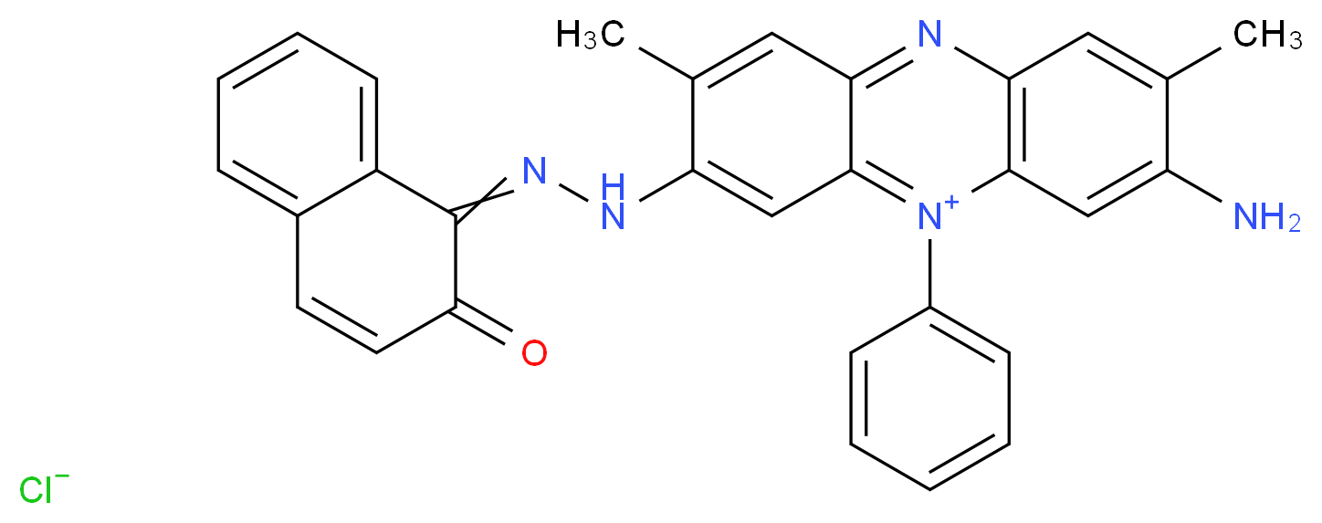 3-amino-2,8-dimethyl-7-[2-(2-oxo-1,2-dihydronaphthalen-1-ylidene)hydrazin-1-yl]-5-phenyl-5$l^{5},10-phenazin-5-ylium chloride_分子结构_CAS_4569-88-4