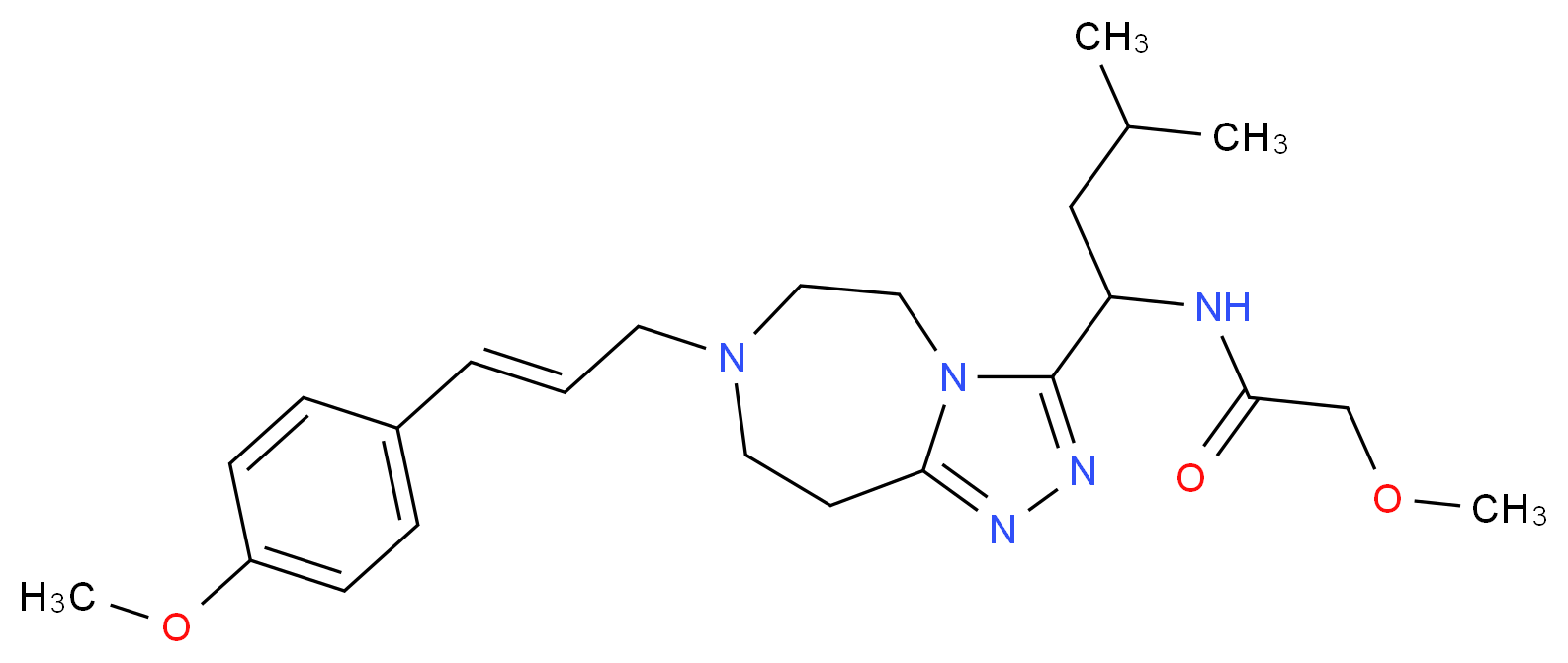 2-methoxy-N-(1-{7-[(2E)-3-(4-methoxyphenyl)-2-propen-1-yl]-6,7,8,9-tetrahydro-5H-[1,2,4]triazolo[4,3-d][1,4]diazepin-3-yl}-3-methylbutyl)acetamide_分子结构_CAS_)