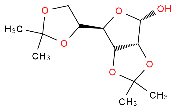 (3aR,4S,6R)-6-(2,2-dimethyl-1,3-dioxolan-4-yl)-2,2-dimethyl-tetrahydro-2H-furo[3,4-d][1,3]dioxol-4-ol_分子结构_CAS_14131-84-1