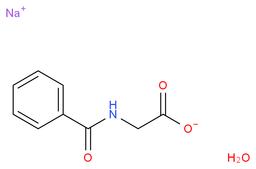 sodium 2-(phenylformamido)acetate hydrate_分子结构_CAS_532-94-5