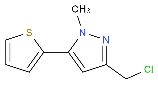 3-(Chloromethyl)-1-methyl-5-thien-2-yl-1H-pyrazole 97%_分子结构_CAS_876316-61-9)