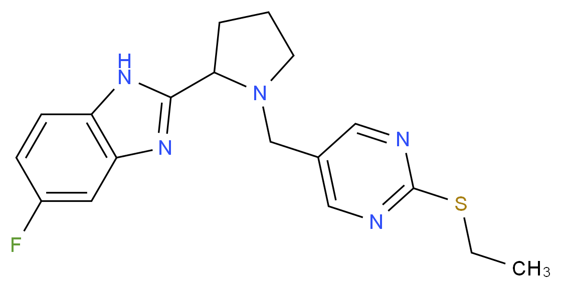 2-(1-{[2-(ethylthio)pyrimidin-5-yl]methyl}pyrrolidin-2-yl)-5-fluoro-1H-benzimidazole_分子结构_CAS_)
